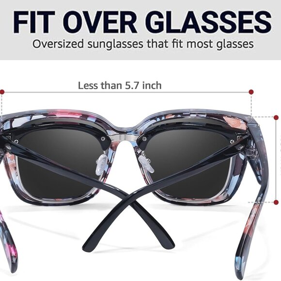 2 Pack Oversized Polarized Fit Over Sunglasses UV Protection for Women Men - Picture 4 of 6